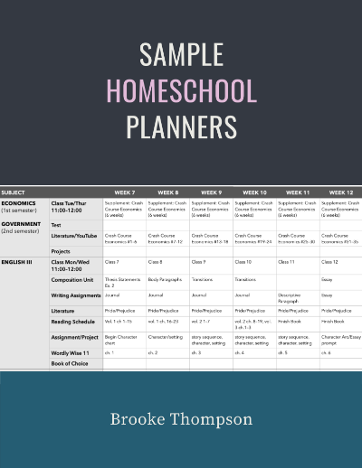 Sample Homeschool Planners